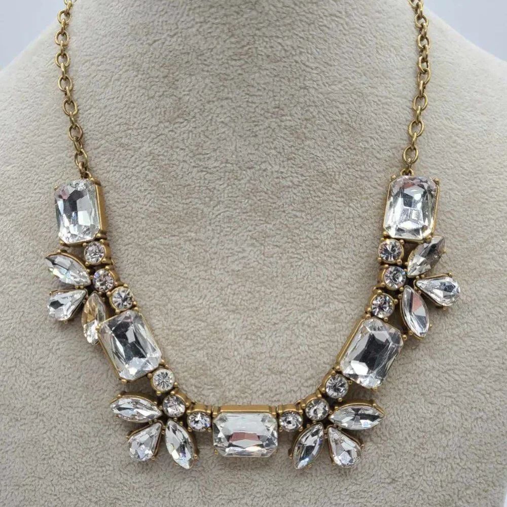 J Crew Rectangle Cluster Clear Crystal Necklace